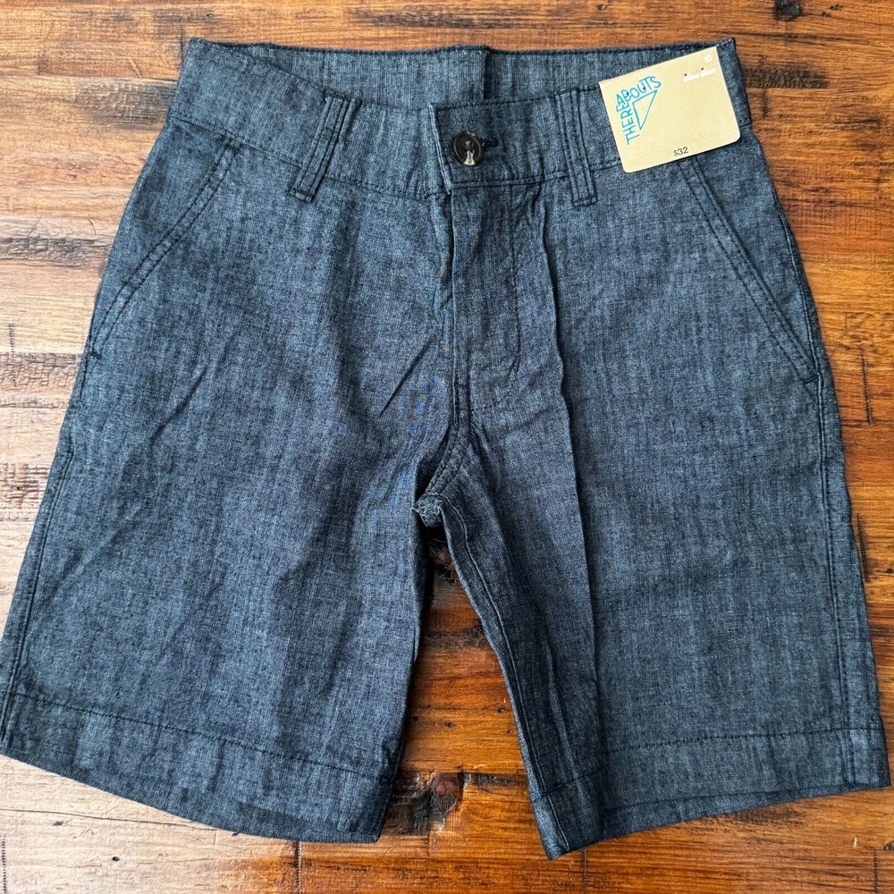 There A Bouts Chino Shorts Boys Size‎ 10 Button Indigo Blue 7" Inseam New